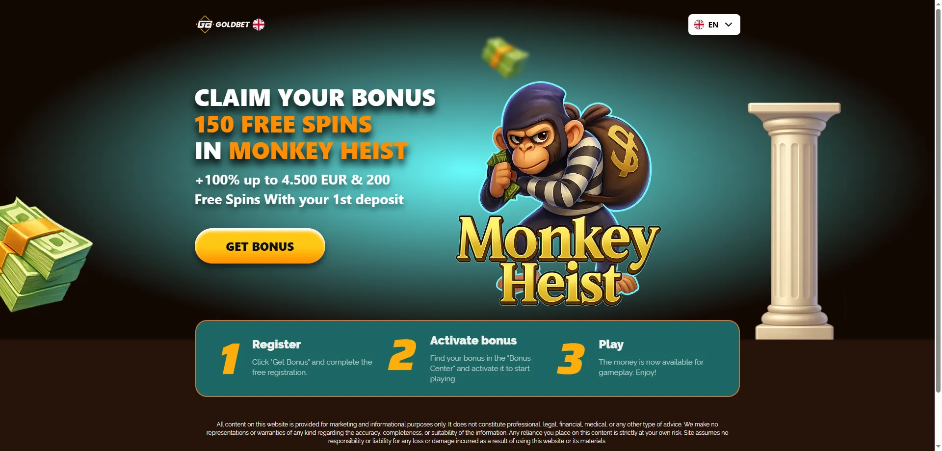 Goldbet Casino b&ocirc;nus de boas-vindas 550% at&eacute; 25000 BRL e rodadas gr&aacute;tis